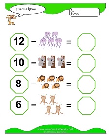Çıkarma İşlemi Çalışma Sayfaları